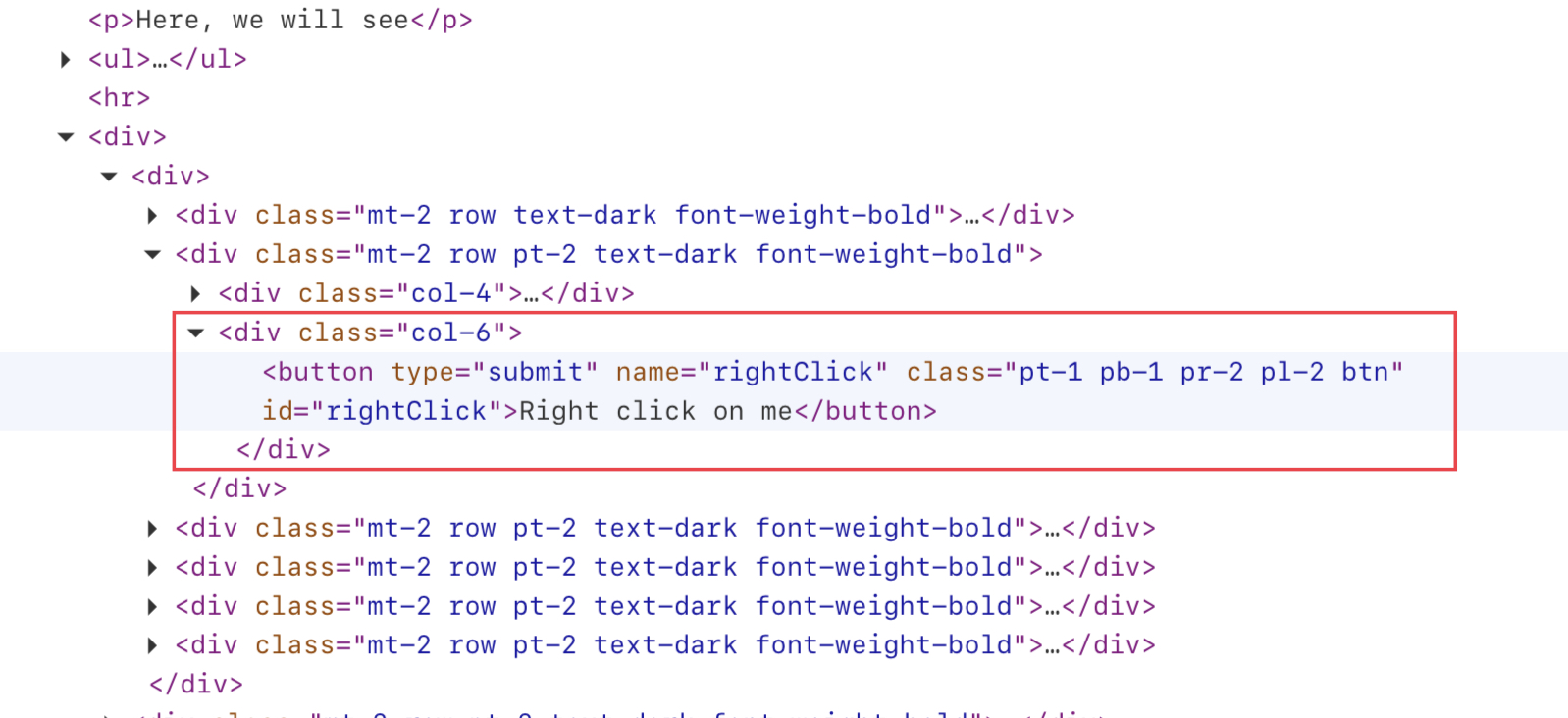 DOM of right-click element