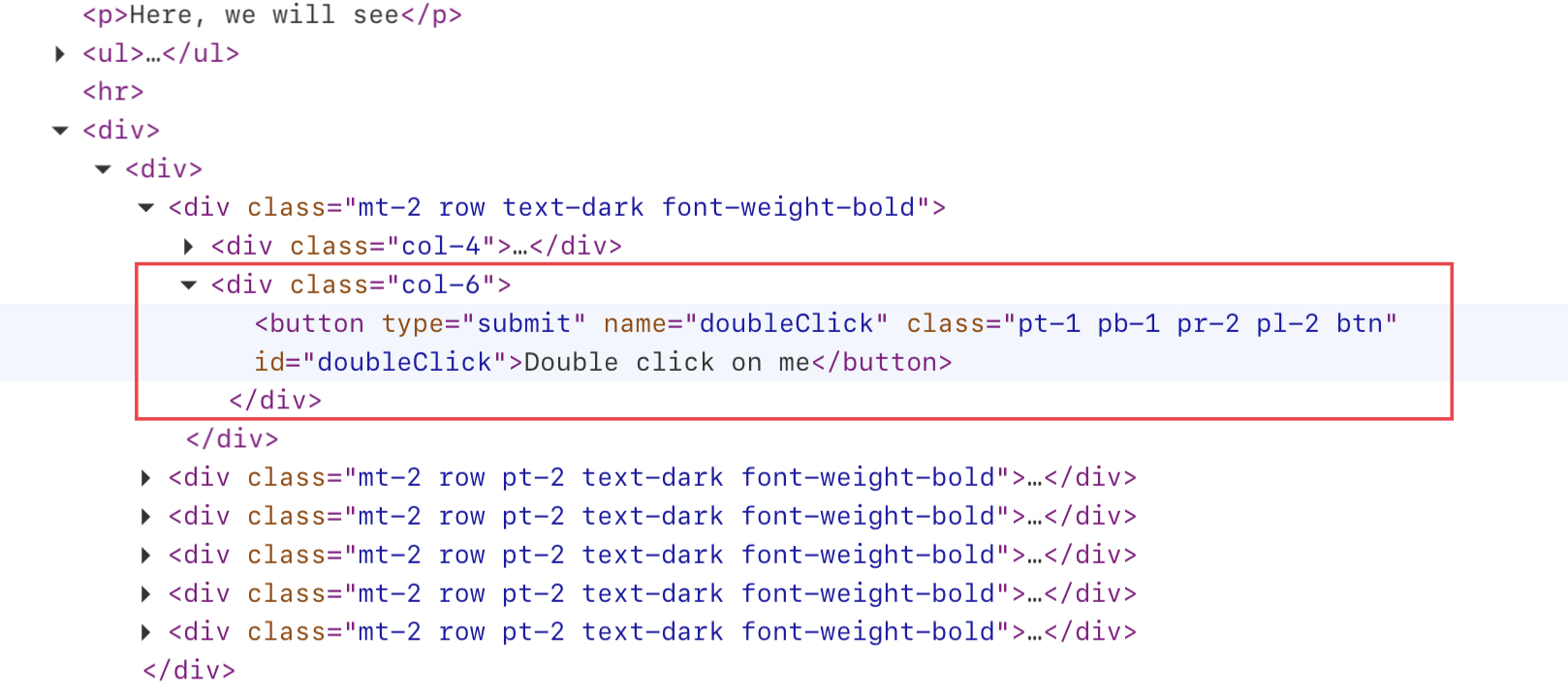 DOM of double-click element