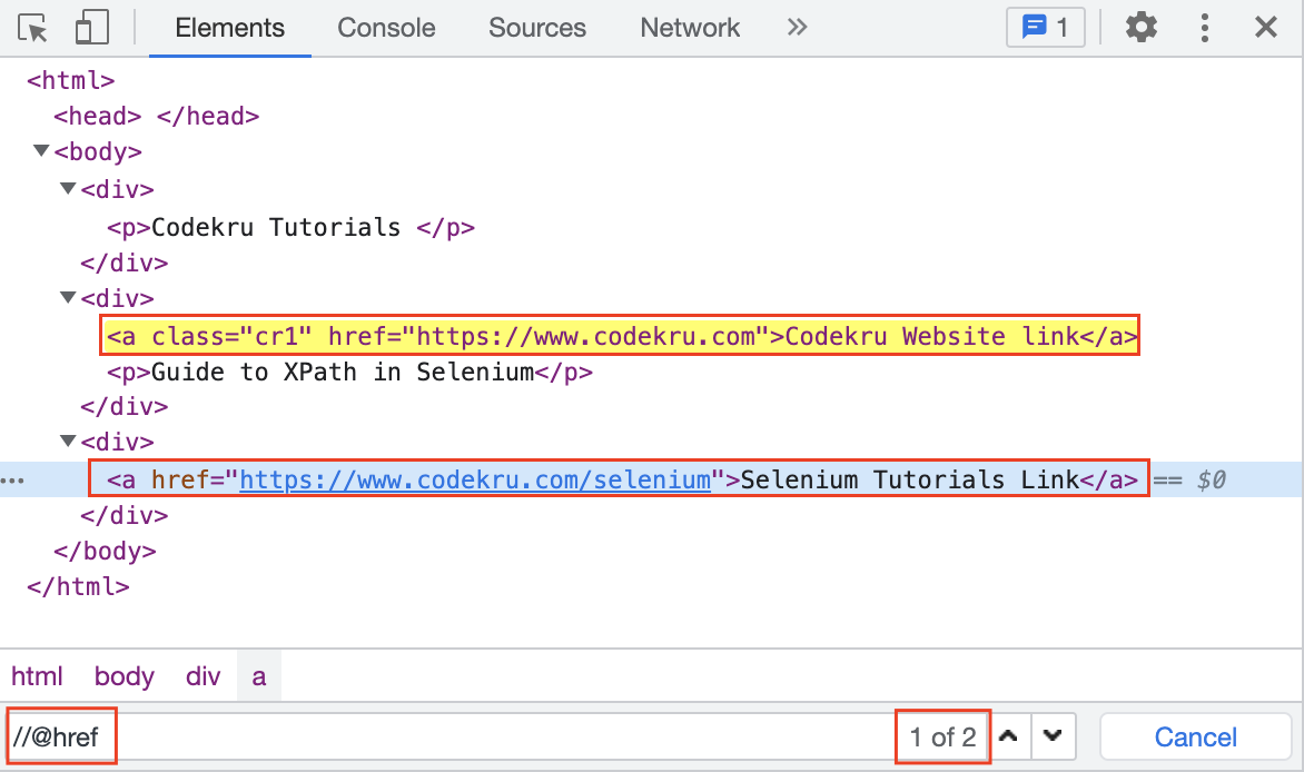 selecting attributes using xpath in selenium