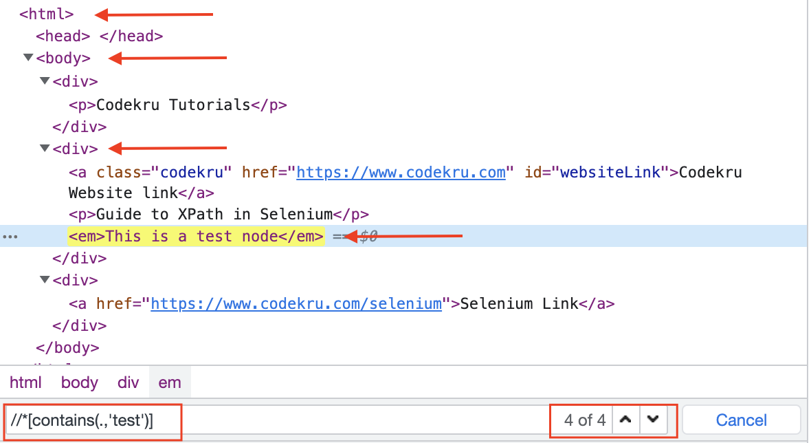 xpath contains method with dot