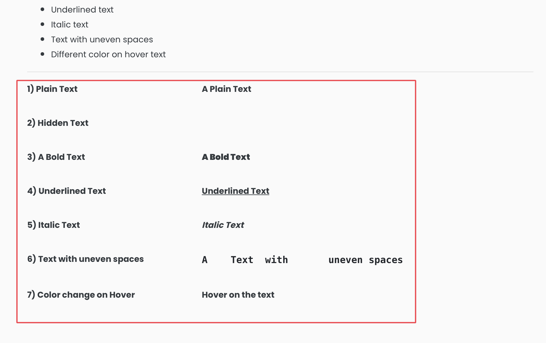 text field elements