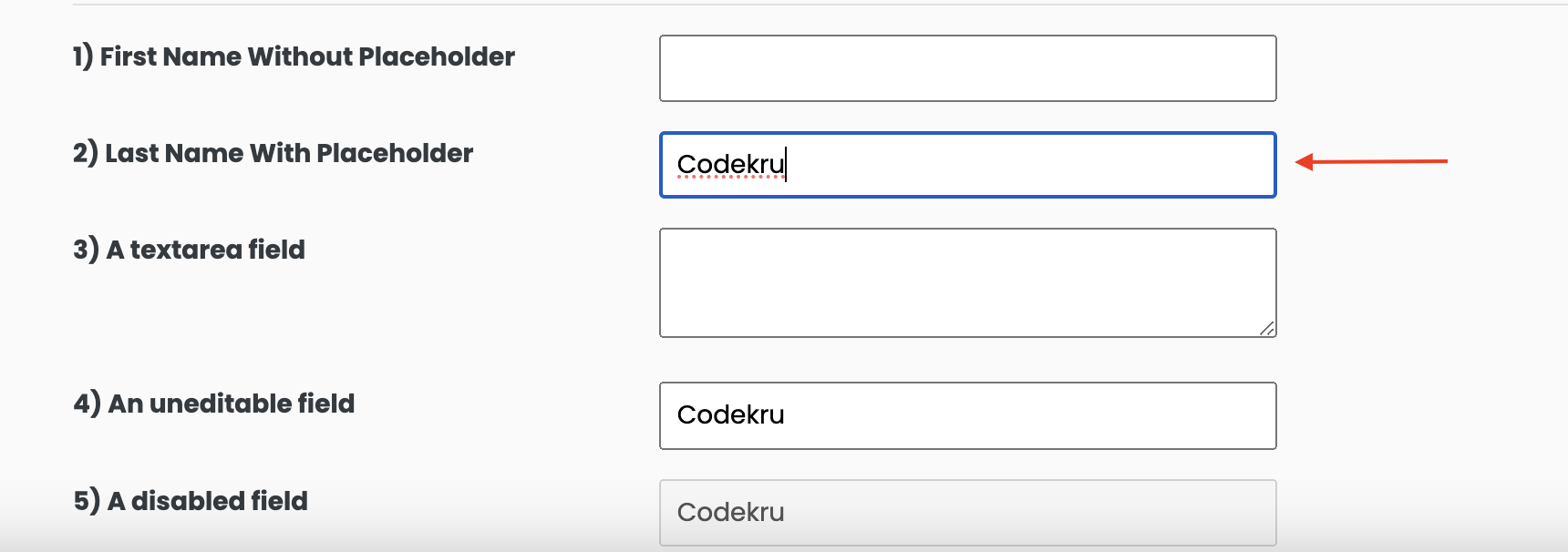 Typing "Codekru" in an element using type() method