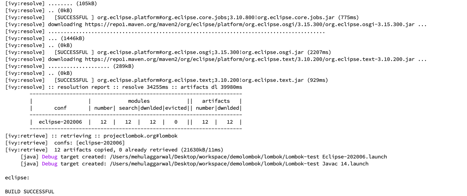 ant eclipse command