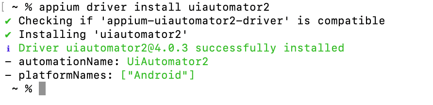 appium driver install uiautomator2