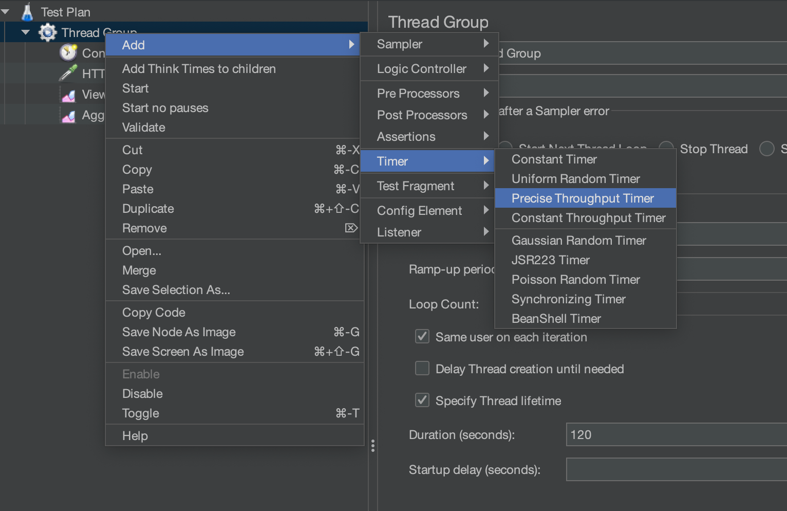Precise throughput timer