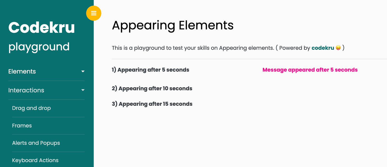 Appearing after 5 second